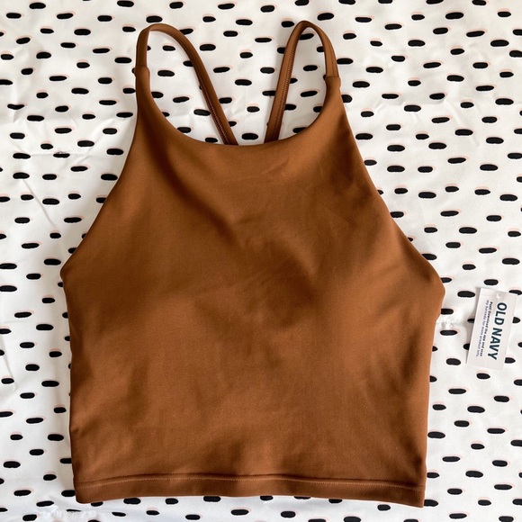 Old Navy Tops - NWT Brown High Neck Cropped Workout Tank Top